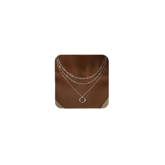 CHESKY Layered Silver Necklaces for Women Trendy, Silver Plated Dainty Stackable Charm Necklaces for Womens Layering Paperclip Chain Diamond Pendant Necklaces Jewelry Set for Women Gifts