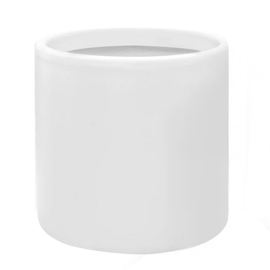 DEPLA LANE Lumero Fiberstone Cylinder Planter (14.0" Pot Opening x 15.7"D x 15.7"H) Smooth Finishes, Lightweight, Durable, UV Resistant, Modern Minimalist Decor, Indoor Outdoor Plant Pot (XL, White)