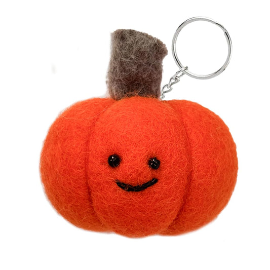 VANTAH1984 Handmade Cute Wool Felt Keychain 16Types Cute Fruit & Veggie Charms for Bags, Adorable and Fun Accessories (Pumpkin)