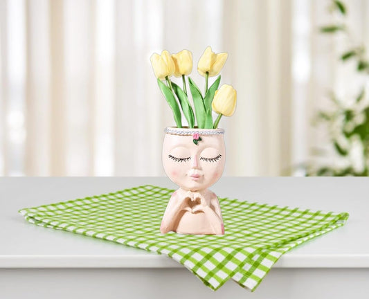 Hakolisz Face Planter Pots Succulent Planters, Unique Face Flower Pot for Indoor Outdoor Plants with Drainage Hole Love Style for Valentine's Day, Mothers Day and Anniversary Birthday Gifts (White)
