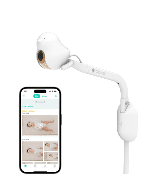 CuboAi 2025 New Model Smart Baby Monitor 3: Sleep Safety Alerts for Covered Face Rollover, 2.5K QHD Night Vision WiFi Camera, 2-Way Audio, Humidity Sensor, Lullabies. App Control (Wall Mount Set)