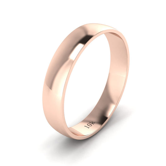 LANDA JEWEL Unisex Solid 10k Rose Gold 4mm Comfortable Traditional Highly Polished Wedding Ring Plain Band (11