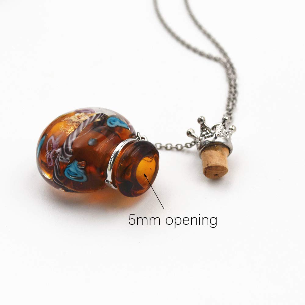 Stainless Steel Colored Glass Pendant Necklace Diffuser Perfume Pendant Aromatherapy Charms (Win red)