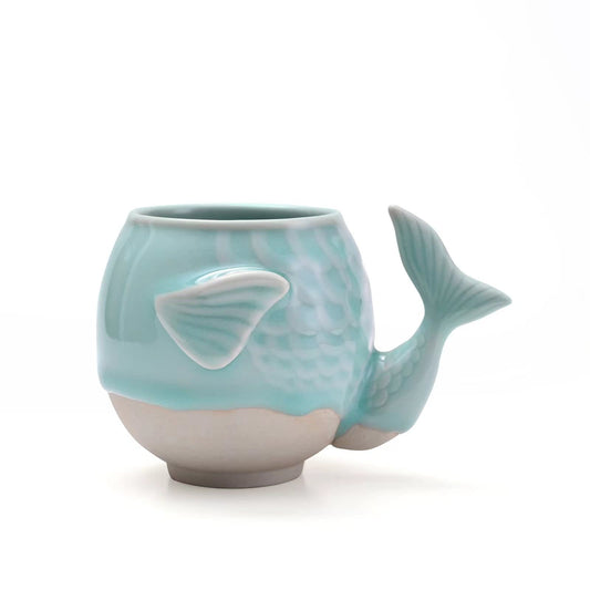 Whale Succulent Planter Gift – Handmade Longquan Celadon Ceramic Plant Pot, Cute Small Planter for Desk Window Decor, Housewarming Birthday Gift for Women Plant Lovers