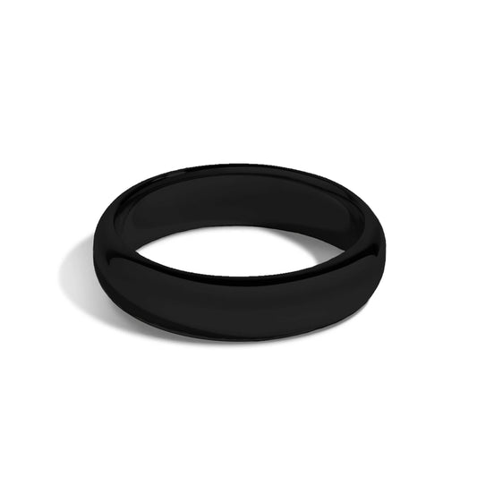 Tioneer Jewelry | Sterling Silver Plain Dome Wedding Band | Wedding Band for Women & Men | Sterling Silver Jewelry, Black, 5mm, Size 5