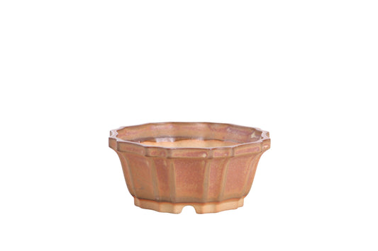Willow Bonsai Ceramics Flower Design Bonsai Pot, 4.5inch Diameter, Plant Container, Succulant Pot, High Fired Ceramic Stoneware, Frost Proof, Handmade (Deep Stone)