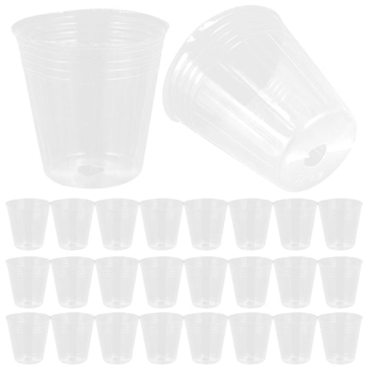 KALLORY 50Pcs Clear Plastic Nursery Pots with Drainage 3.14 Inch Transparent Seedling Cups for Succulents Orchids and Small Plants Indoor Outdoor Garden Use