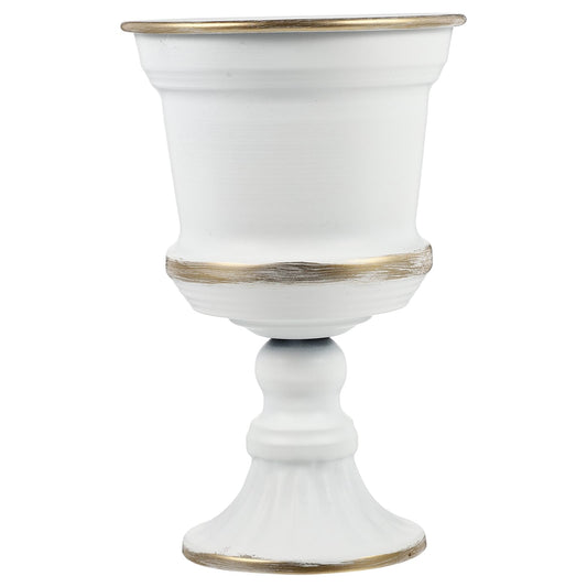Yardwe White Iron Urn Planters for Outdoor Decor, 12"