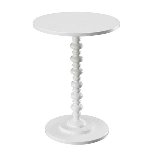 Convenience Concepts Palm Beach Spindle Table 17.75" - Traditional Round End Table for Living Room, Turned Solid Wood Side Table, Classic Display Pedestal Table, White