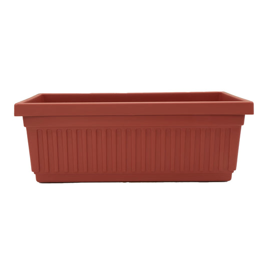 The HC Companies Venetian Window Planter Box w/Drain Plug - Long Planter Box for Windowsills, Balconies & More - Plastic Rectangular Outdoor Planters for Herbs & Flowers (18" Clay, Pack of 1)
