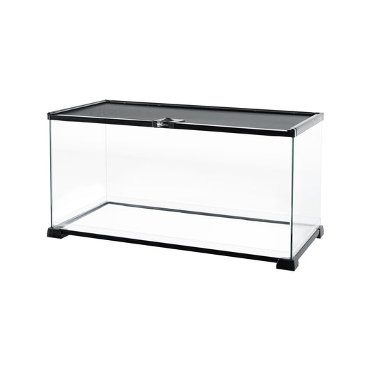 REPTI ZOO Full Glass 15 Gallon Reptile Tank, Medium Reptile Terrarium 24" X 12" X 12" for Gecko Hermit Crab Hognose Snake etc, Top Screen Ventilation & Feeding