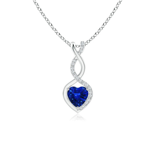 Angara Natural Blue Sapphire Pendant for Women | 0.3 ct Heart Shape Blue Sapphire Diamond Heart Pendant Necklace in Platinum | September Birthday, Anniversary, Gemstone Jewelry Gift | AAAA | 4mm