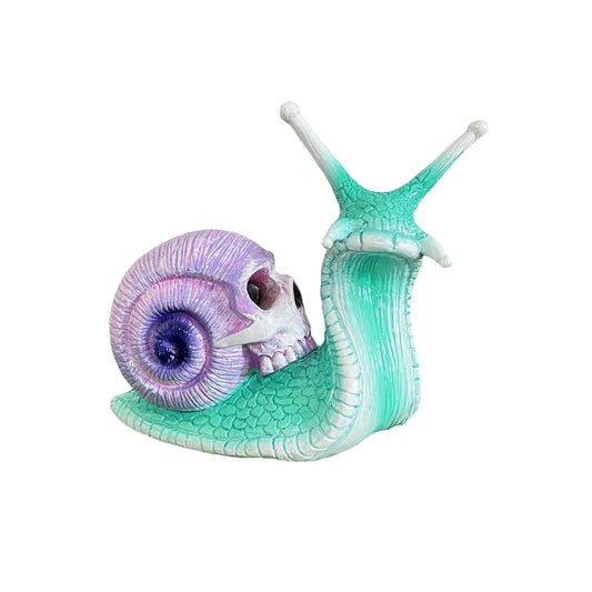 DODXIAOBEUL Skull Snail Sculpture Garden Decor Statue Halloween Skulls Decor Ornament Gothic Home Decor Resin Crafts for Home Outdoor Landscape Office Decor,Blue