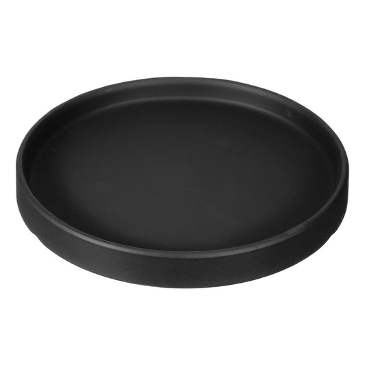 YELARXI 6.7 Inch Ceramic Plant Saucers, Round Flower Planter Water Trays Ceramic Plant Saucer Pot Tray -Fitting for (Outdoor/Indoors/Garden/Planting/Water/Flower/Coffee) Matte Black
