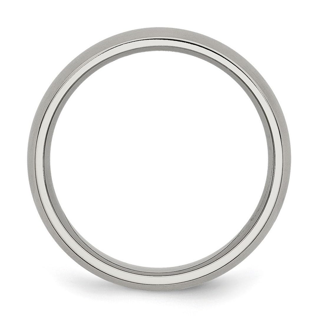 JewelryWeb Titanium Half Round 6mm Brushed Band Ring Size 6 Ring for Women and Men