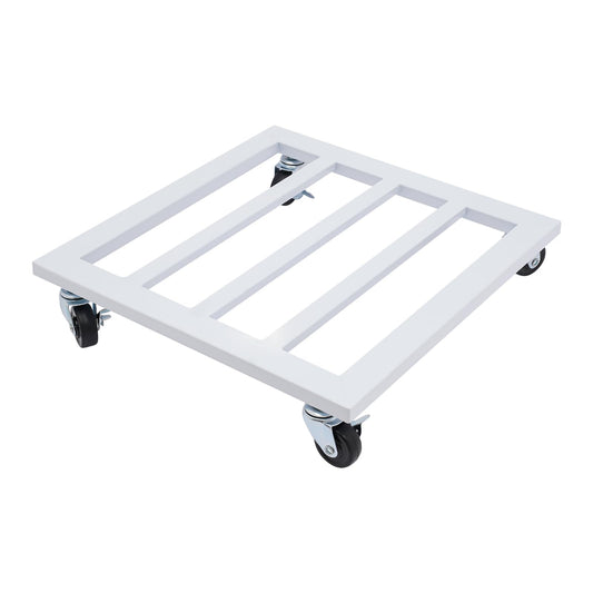 Plant Caddy with Wheels Plant Caddy with Lockable Caster Metal Square Planter Dolly Holds up 150 Lbs Strong Plant Stand for Indoor, Outdoor (White (14 inch))