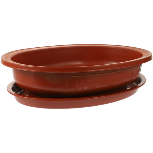 ERINGOGO Bonsai Training Pot with Drip Tray, 15 Plants Growing Plastic Oval Planter Drainage Holes, Large Low Flower for Nursery, Garden, Red, 15in, ADY92SCB3358Z136N