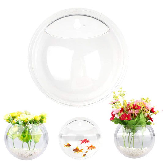 Firlar Clear Wall Hanging Plant Terrarium, 2 Pcs Acrylic Wall-Mounted Plant Pot Fish Tank Globe Flower Vase Terrarium Container Air Plant Holder Wall Hanging Bowl for Air Plants Succulents Fish