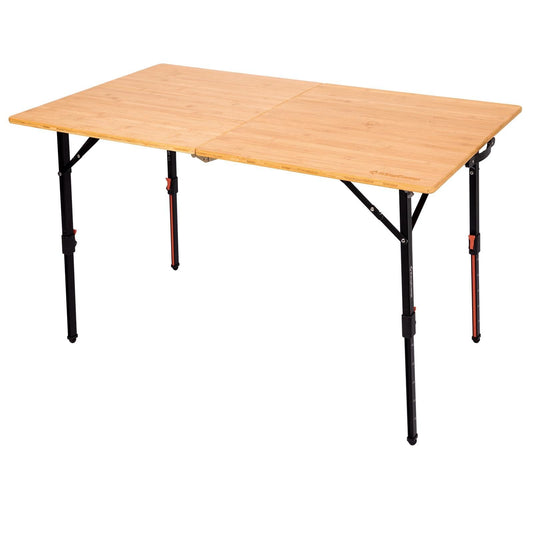 KingCamp Bamboo Folding Table, 47 Inch Large Portable Camping Table with Adjustable Height Legs for Uneven Ground, High-Strength Bamboo Surface Holds 265lbs, Multi-Scenario Table for Home & Outdoor