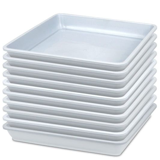 LNQ LUNIQI 10 Pcs 6 Inches Square Plastic Plant Saucer Flower Pot Bottom Seat Flower Pot Tray Thick Plastic Drip Tray for Garden Potted Water Drips and Soil （White）