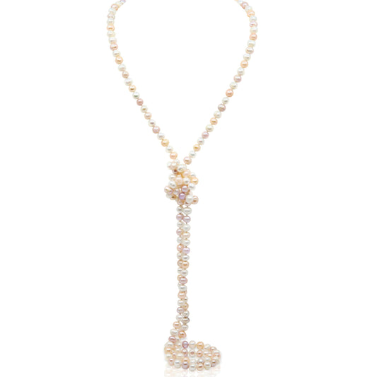 KK LifeStyle Freshwater Cultured Pearl Jewelry Collection – Classic Cream White, Black, Pink, or Lavender Pearls – Elegant Endless Long Necklace or Matching Necklace, Bracelet, and Earrings Set for Women – Timeless Gift for Any Occasion (7.5-8.5 Multi Col