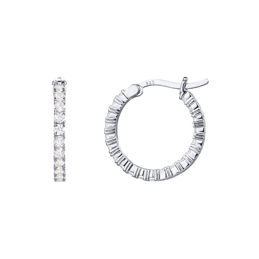 PAVOI 18K Gold Plated 925 Sterling Silver Post Cubic Zirconia Hoop Earrings (20.00, White Vermeil)