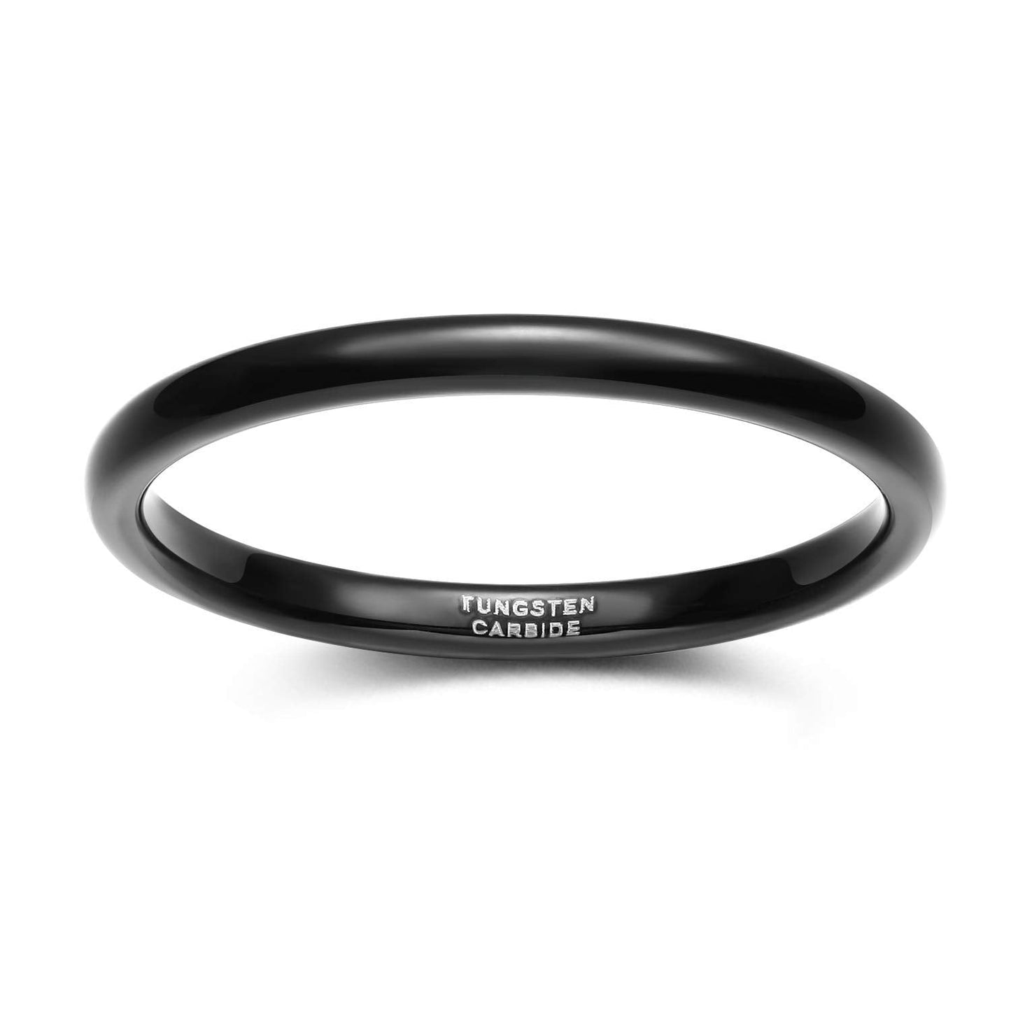 TRUMIUM 2mm Tungsten Rings for Women Men Thin Wedding Bands Engagement Promise Wedding Ring Beveled Edges Plain Domed Size 8