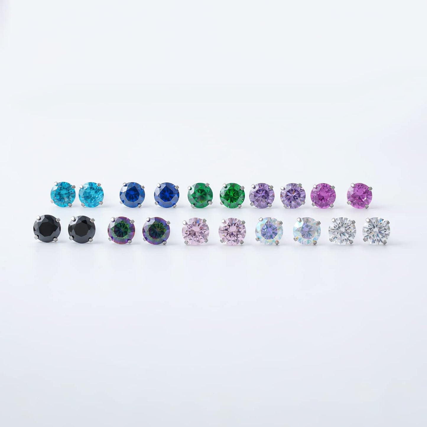 1 Pair Implant Grade Titanium Stud Earrings Set Hypoallergenic 3mm 4mm 5mm 6mm Cubic Zirconia G23 Titanium Earring Studs for Women Men for Sensitive Ear (5mm purple)