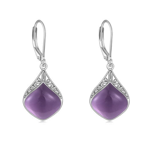 Amethyst Earrings Sterling Silver Irish Celtic Filigree Teardrop Drop Earrings Jewelry Christmas Gifts for Women Mother Daughter