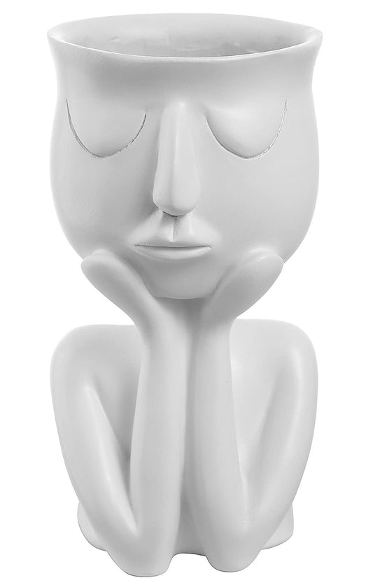 YingYi Resin Head Planter Face Flower Pot 6 inch Tiny Human Shaped Flower Vases Succulents Pots Desktop Decoration for Home Office Indoor Outdoor Gardening Ornament