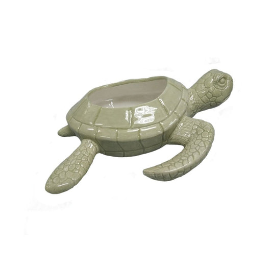 Comfy Hour 9" Sea Turtle Succulent Planter, Decorative Ceramic Turtle Flower Pot for Cactus and Small Plants, Ocean Theme Indoor Outdoor Tabletop Display, Palegreen Dolomite, 1 Unit