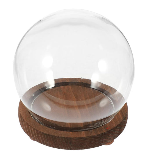 MAGICLULU Clear Glass Cloche Dome Bell Jar with Wood Base 10cm DIY Snow Globe Kit Craft Keepsake Display Case Terrarium for Preserved Flower Plant Succulent