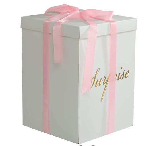 Surprise Explosion Flower Gift Box 10 * 10 * 14 inches- For Marriage Proposal Birthday Party Christmas Any Surprise Event (Without flower) (White (Only box))
