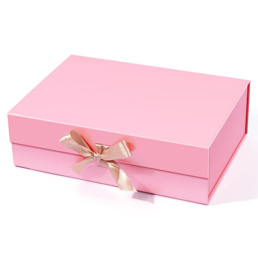 Giflsaidsprest Gift Box with Lid for Presents，10.24x7.48x3.15”White Boxes for Gifts with Ribbon and Magnetic Closure，Wedding，Valentine's， Gift Packging