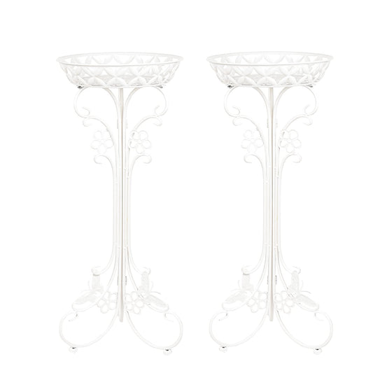 Sungmor Lightweight Metal Flower Pot Stands - 2 Pack 29.7 Inches Tall White Plant Stand - Rustproof Potted Plant Holder Container Support - Indoor & Outdoor Elegant Corner Decorative Display Rack
