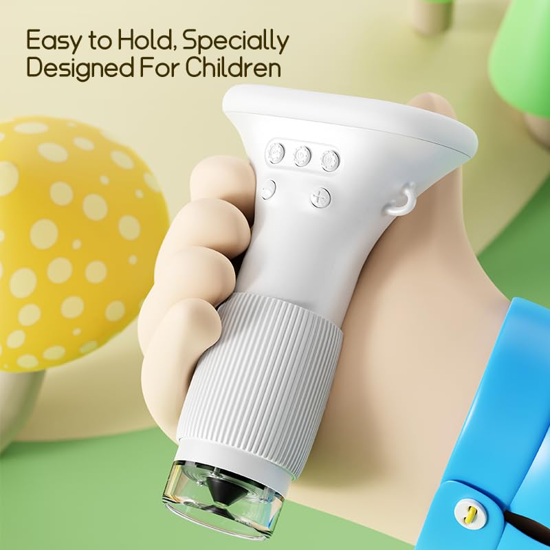 Portable Digital Microscope for Kids, Pocket Handheld Microscope Camera with 2'' Inch Screen, Educational Science Christmas Birthday Gifts for Age 3 4 5 6 7 8 9 10 11 12 Girls Boys - Orange