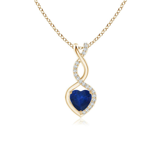Angara Natural Blue Sapphire Pendant for Women | 0.3 ct Heart Shape Blue Sapphire Diamond Heart Pendant Necklace in Yellow Gold | September Birthday, Anniversary, Gemstone Jewelry Gift | AA | 4mm