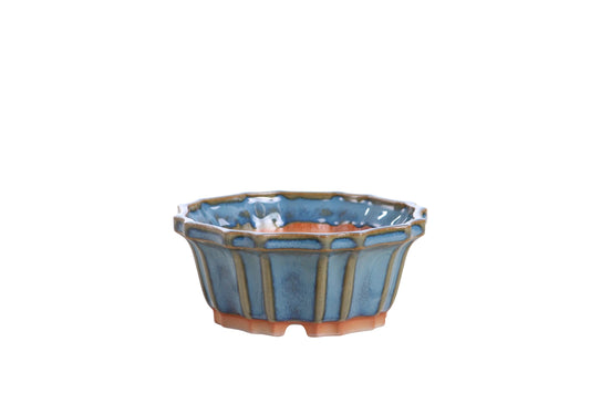 Willow Bonsai Ceramics Flower Design Bonsai Pot, 4.5inch Diameter, Plant Container, Succulant Pot, High Fired Ceramic Stoneware, Frost Proof, Handmade (Peacock 2025)