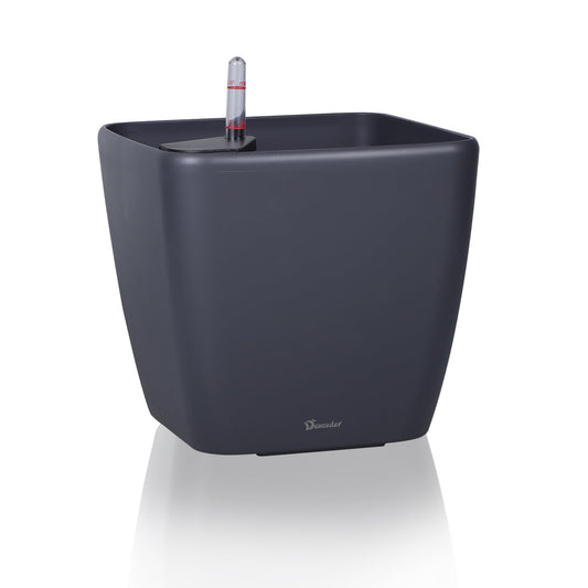 Dexceder 9x8 Self Watering Planter Indoor Outdoor, Inner Mat Design, Thickened Table Flower Plant Pot with Water Level Indicator (Slate Gray Matte)