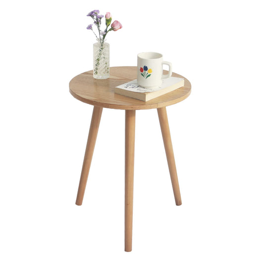 AWASEN Side Table Round, Small Accent Table Nightstand Modern End Table for Living Room Bedroom Office Small Spaces, 15.7''Dia x 19.69''H(Natural Walnut)