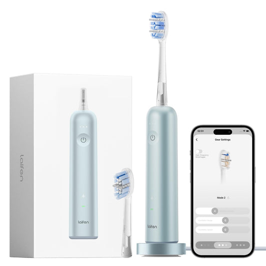 Laifen Wave Pro Sonic Electric Toothbrush for Adults – 2026 Model, 60° Oscillations for Ultra-Clean, Smart App, 70-Day Battery, 2 Brush Heads (Blue Aluminum)