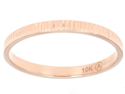 JTV 10K Gold 2 mm Textured Band Ring - Unisex Wedding Band - Elegant, Durable, & Comfortable for Everyday Wear, Anniversary, or Gift - (Rose Gold, 12)