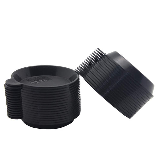 BangQiao 30 Pack 3.15 Inch Plastic Tiny Round Plant Pot Saucer Tray for Indoor and Outdoor Plants, Black
