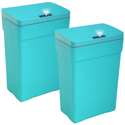 BestOffice 13 Gallon Trash Can Automatic Kitchen Trash Can Touch Free High-Capacity Garbage Can with Lid for Bedroom Bathroom Home Office 50 Liter (Black, 1) (2, Blue)