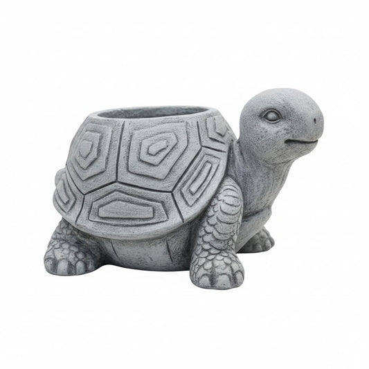 Comfy Hour 14" Gray Turtle Planter Figurine Style, Antique Vintage Animal Succulent Pot, Polyresin Tortoise Statue for Indoor Outdoor Home Decor