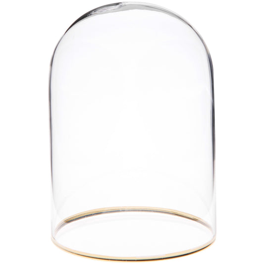 Plymor 3" x 4" Glass Display Dome Cloche with Gold Rim (no Base)