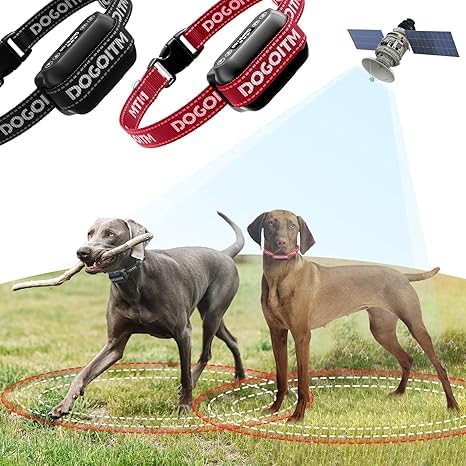 DOGOITM Wireless Dog Fence for 2 Dogs, GPS Wireless Dog Collar with 3 Warning Modes, Pet Containment System with AI Smart Signal, Electric Dog Fence for Outdoor Use(2 Collars)