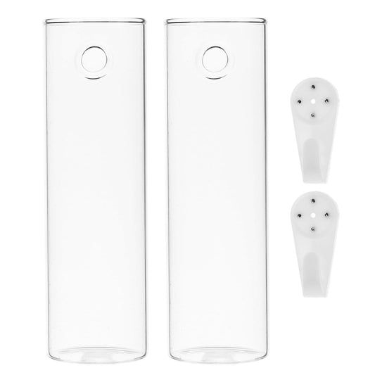 Milisten 2Pcs Wall Hanging Vase Planter 5.90X1.85X1.85In Clear Glass Test Tube Wall-Mounted Vases for Hydroponic Plants Decorative Flower Holder for Home Kitchen