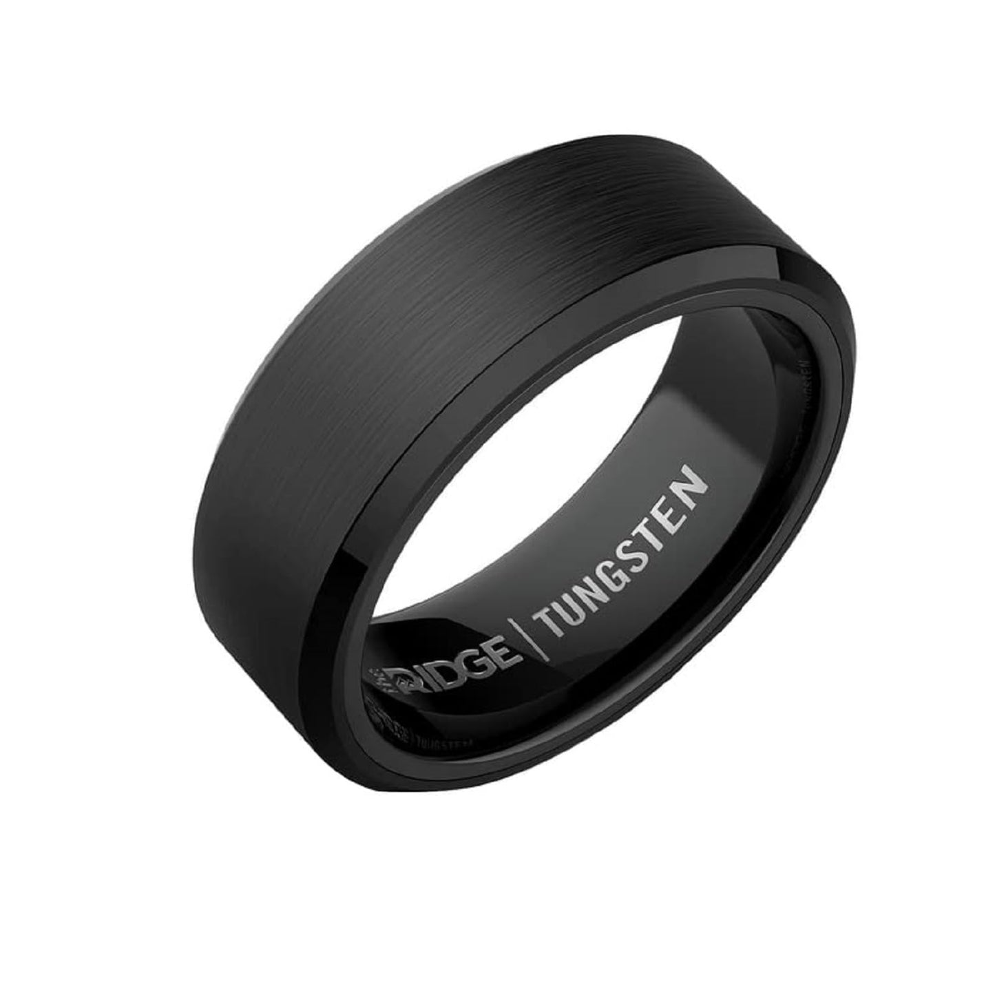 The Ridge Royal Black Beveled Ring Comfort Fit Wedding Band - 11
