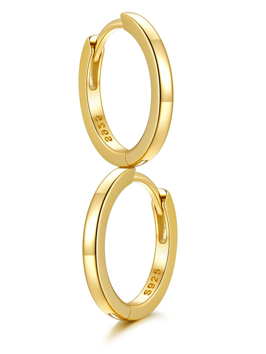 SILVERCUTE 925 Sterling Silver Huggie Hoop Earrings for Women,Hypoallergenic 14K Gold Plated Small Hoop Earring Cartilage Earring Lightweight Huggies Earrings for Women,8/10/12mm